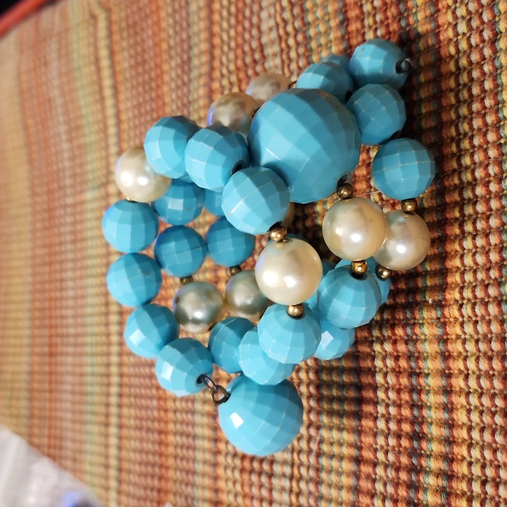 Turquoise & Pearl Coil bracelet